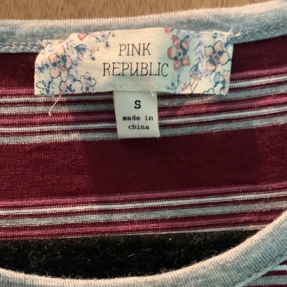 Burgundy stripped  scoop neck short sleeve - Picture 4 of 4